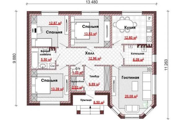 Планировка одноэтажного дома с 3 спальнями: как сделать ее оптимальной Планировка одноэтажного дома с 3 спальнями: как сделать ее оптимальной