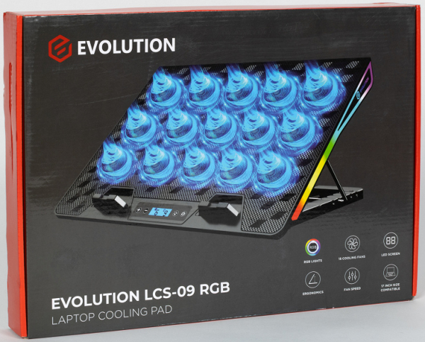 Подставка Evolution LCS-09 RGB для ноутбука до 17 дюймов, с активным охлаждением и красочной подсветкой Подставка Evolution LCS-09 RGB для ноутбука до 17 дюймов, с активным охлаждением и красочной подсветкой