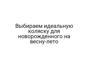 Выбираем идеальную коляску для новорожденного на весну-лето